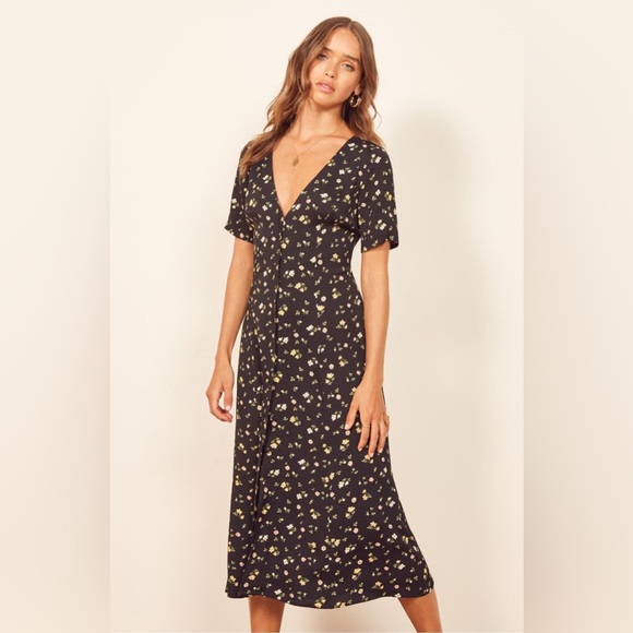 Reformation Dresses & Skirts - Reformation Black Floral Midi Dress